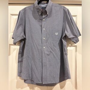 Chaps Ralph Lauren Men's Gray Checkered Short Sleeve Shirt